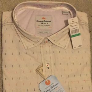 NWT Men's Tommy Bahama L Cream Button Down Shirt